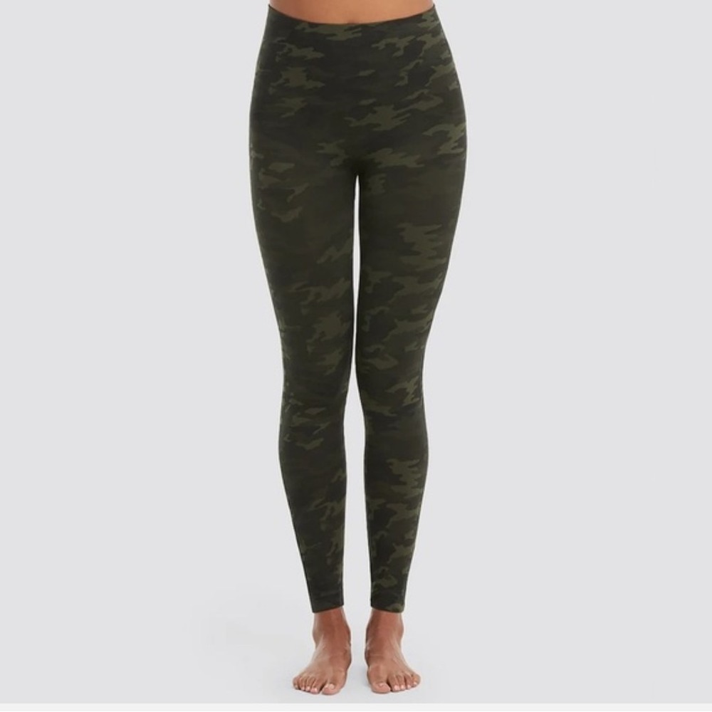 Spanx‎ Womens M Look At Me Now Seamless Camo High Rise Ankle Leggings Green